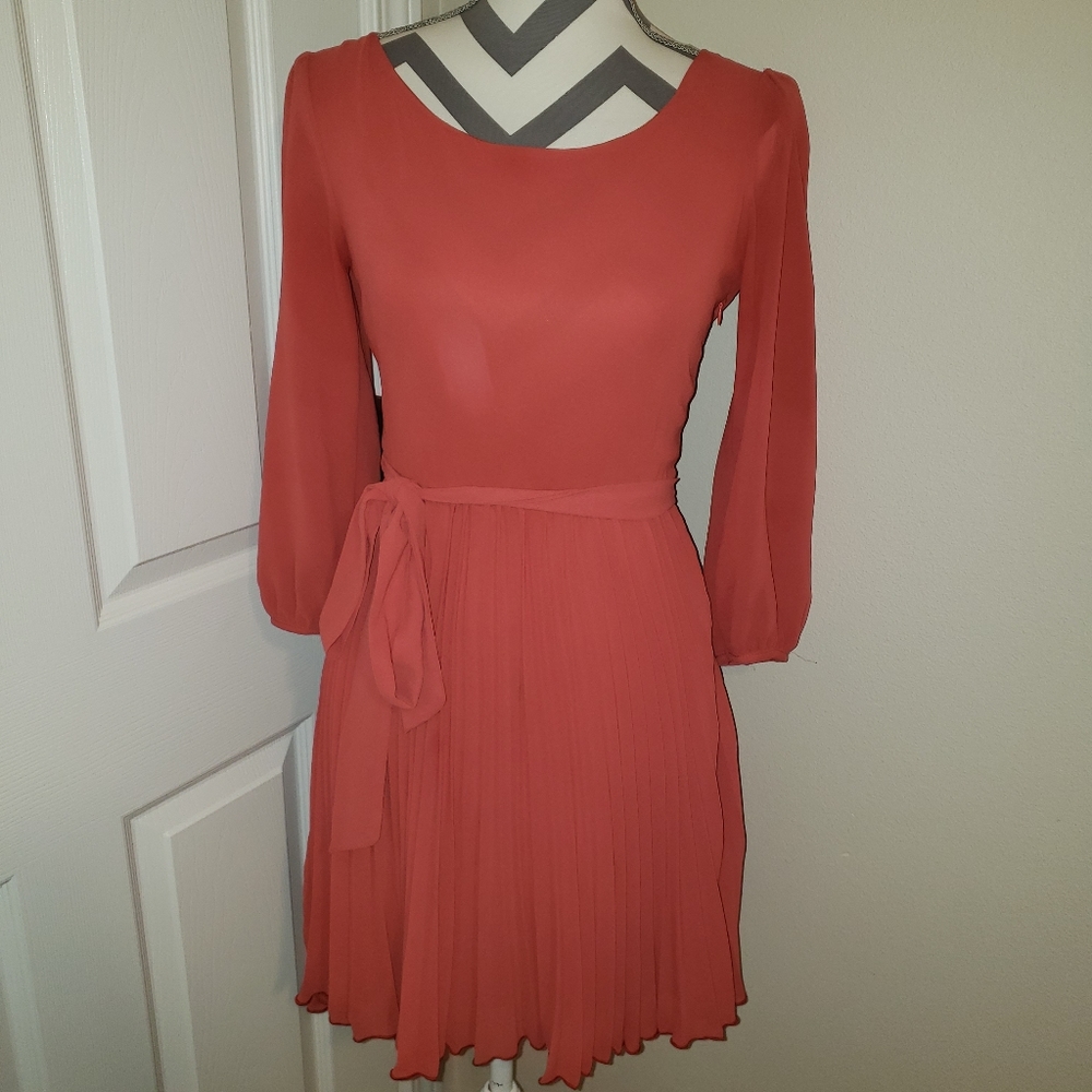 Coral Cocolove Pleated Dress